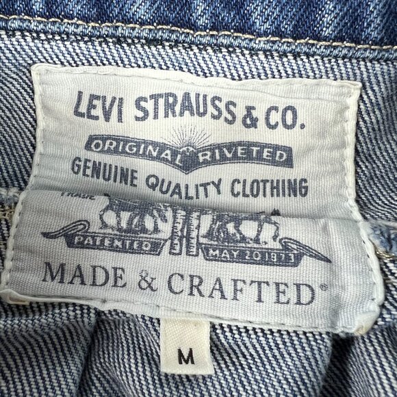 Levi's Made & Crafted Jean Jacket Women Medium Big E Blue Pleated Back Trucker - Picture 7 of 16